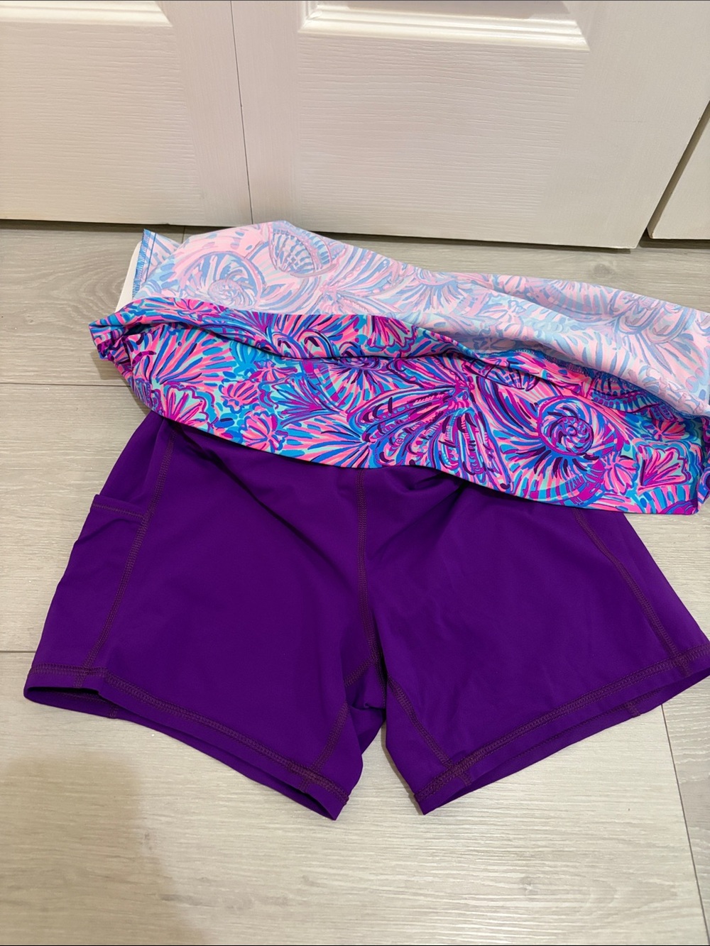 Lilly Pulitzer Teal, Pink & Purple Floral-Print Skort - Picture 4 of 6